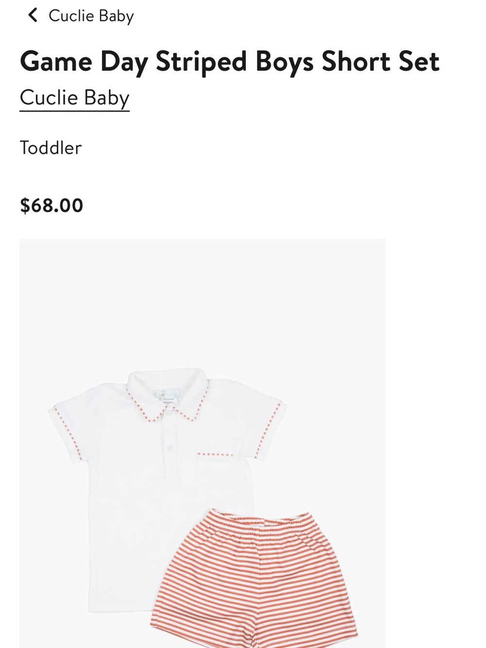 Toddle boy - White & orange Stripe Shorts Set